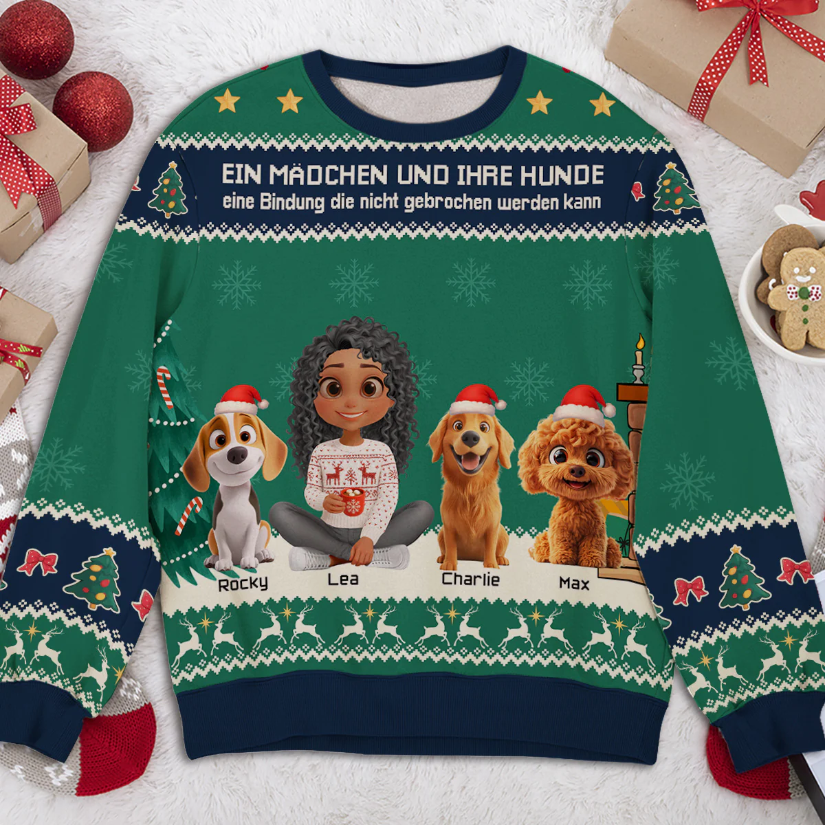 Ein Mädchen und ihr Hund - Personalisierter All-Over-Print-Sweatshirt - Image 3