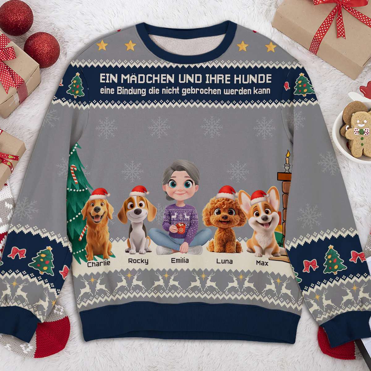 Ein Mädchen und ihr Hund - Personalisierter All-Over-Print-Sweatshirt - Image 4