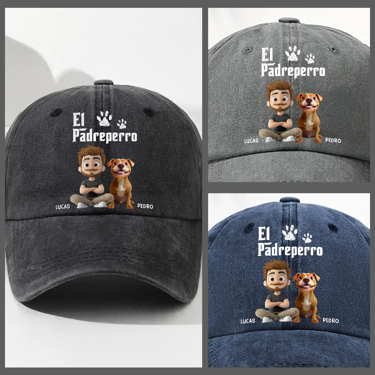 El Padreperro - Gorra de Mezclilla Vintage Lavada Personalizada - Image 3