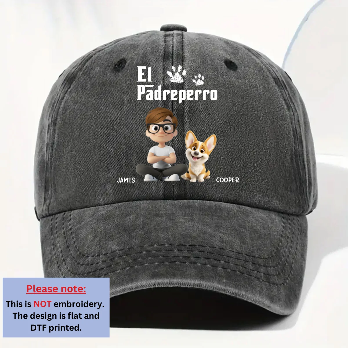 El Padreperro - Gorra de Mezclilla Vintage Lavada Personalizada - Image 7