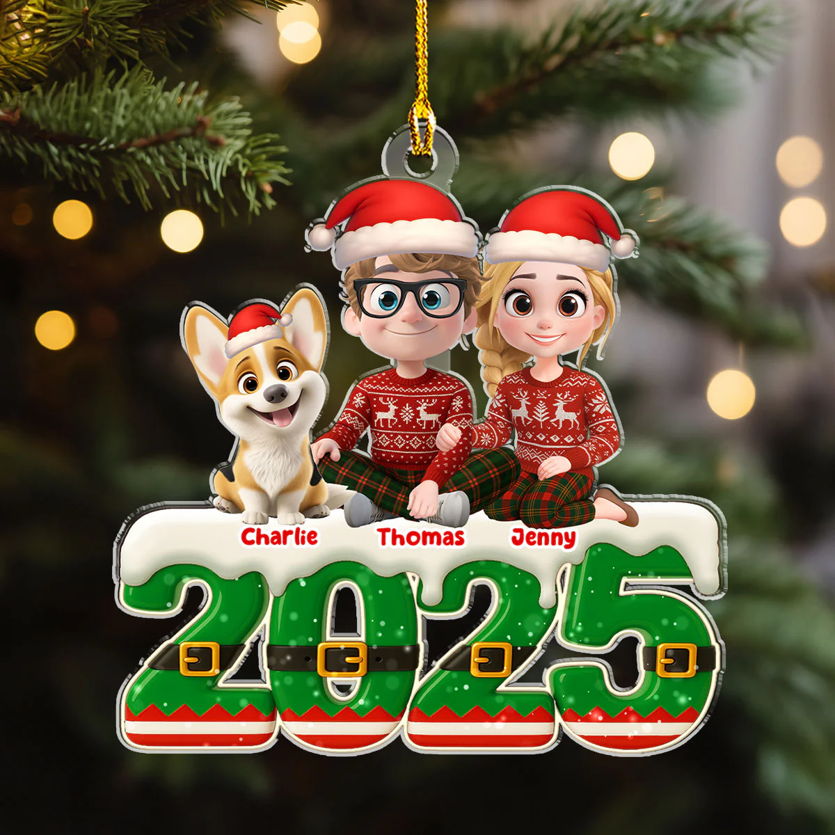 Elf Family - Personalized Custom Acrylic Ornament