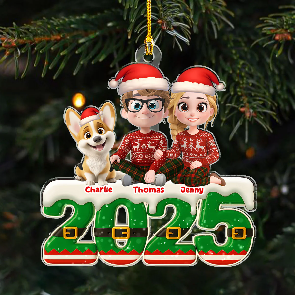 Elf Family - Personalized Custom Acrylic Ornament - Image 5