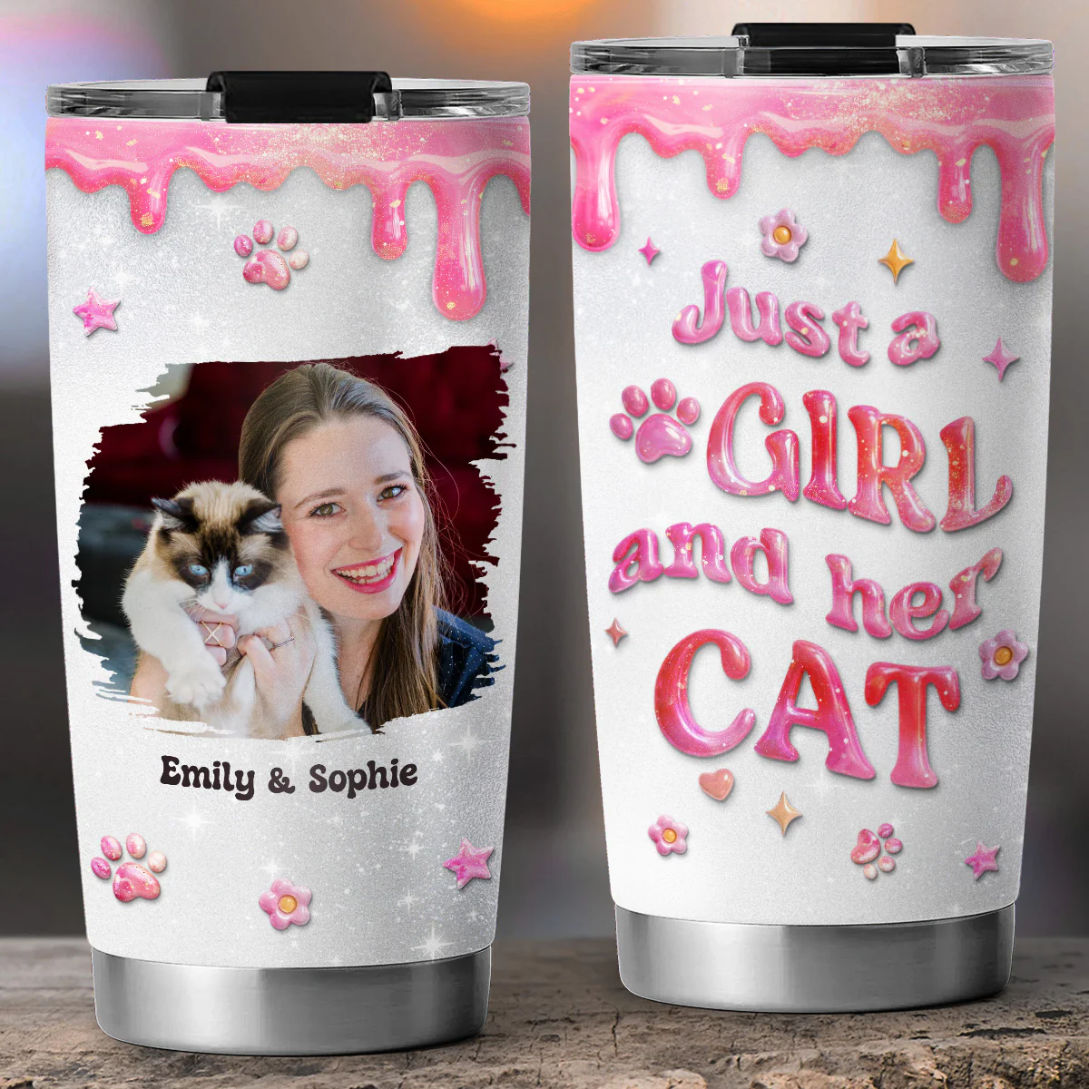 Every Day Is A Nice Day With Cats Photo - Personalized Custom 3D Effect Tumbler - Image 2