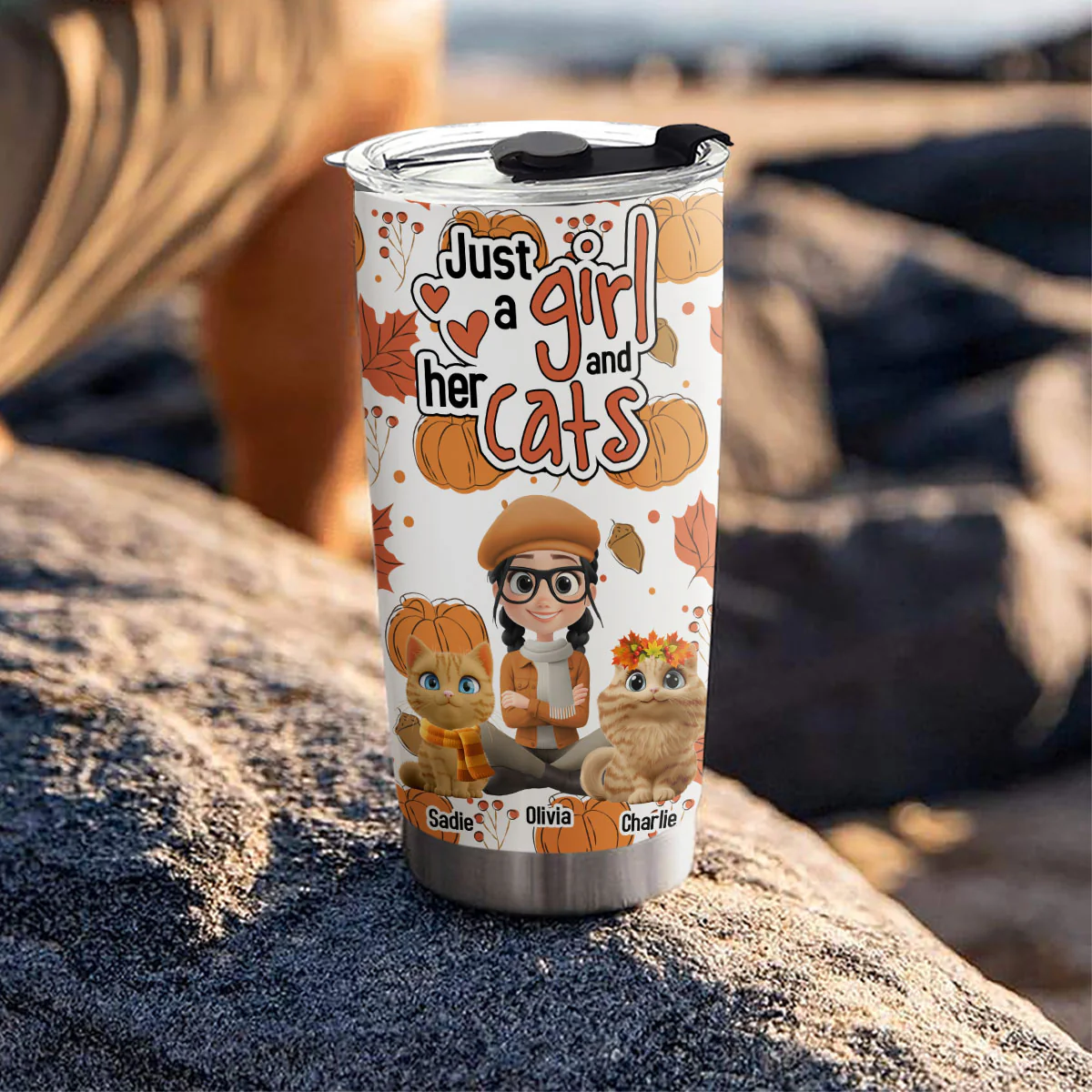 Falling For Cats - Personalized Custom Tumbler - Image 4