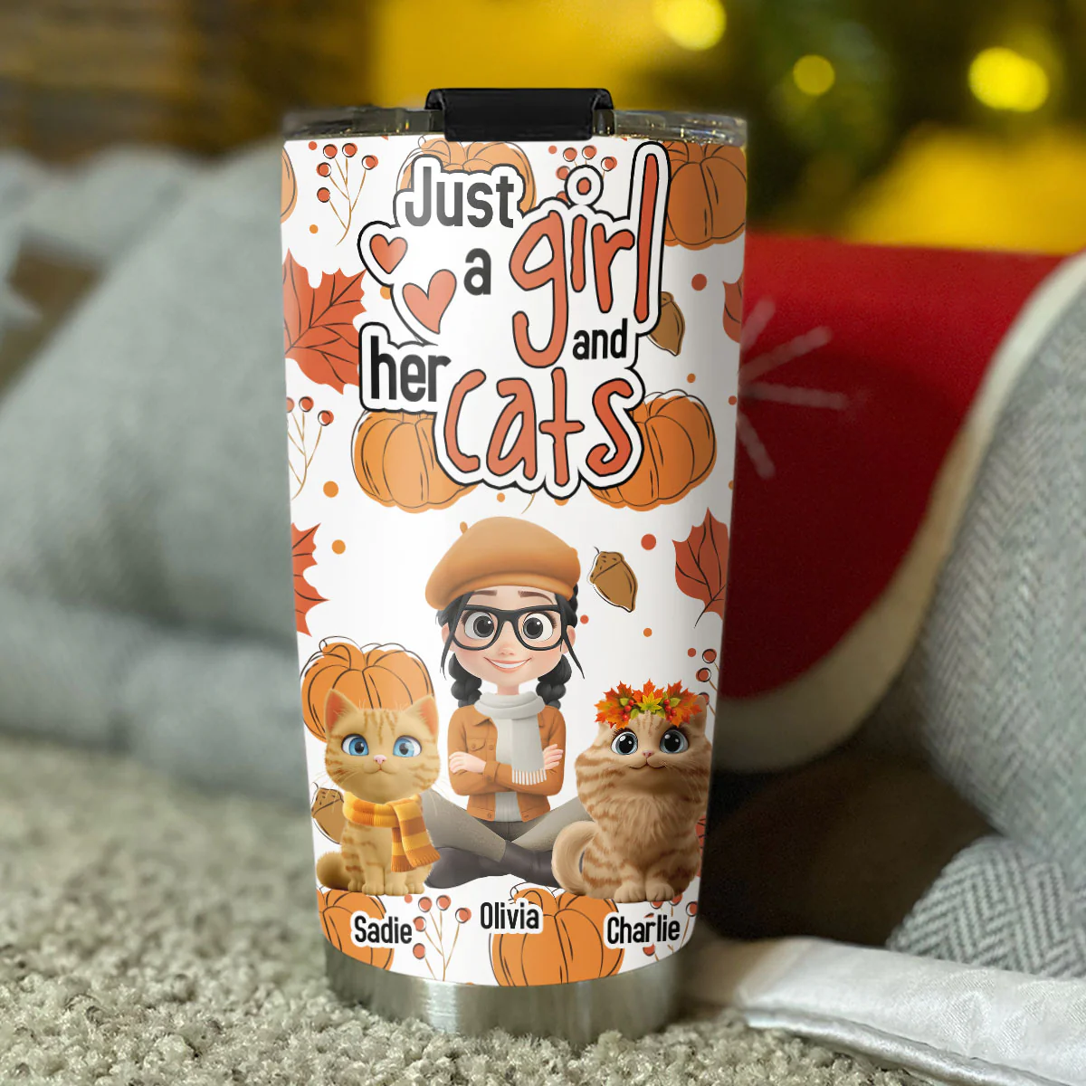 Falling For Cats - Personalized Custom Tumbler - Image 5