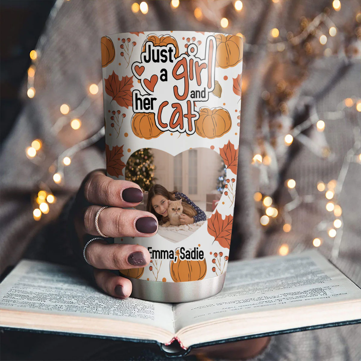 Falling For Cats Photo - Personalized Custom Tumbler - Image 2