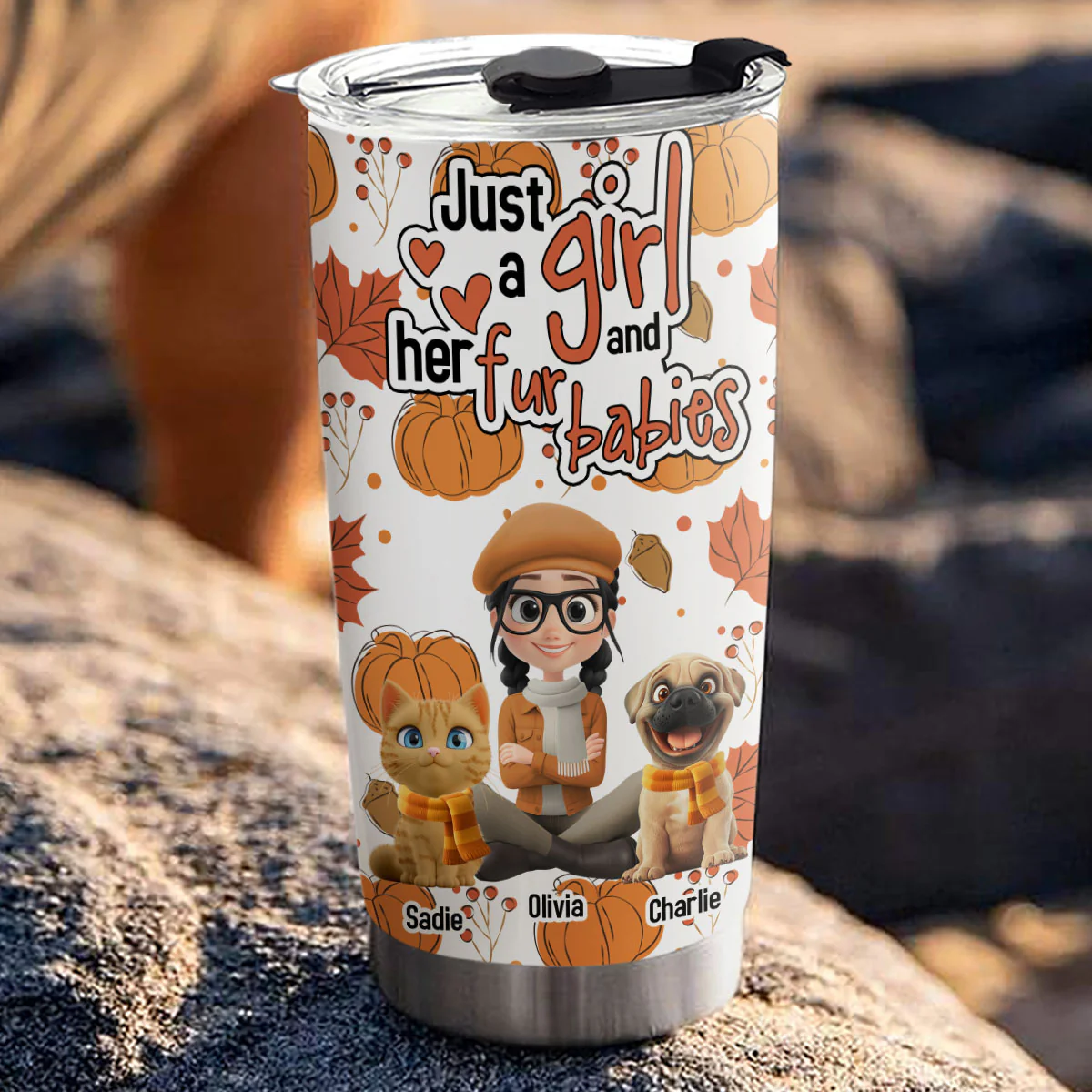 Falling For Fur Babies - Personalized Custom Tumbler - Image 3