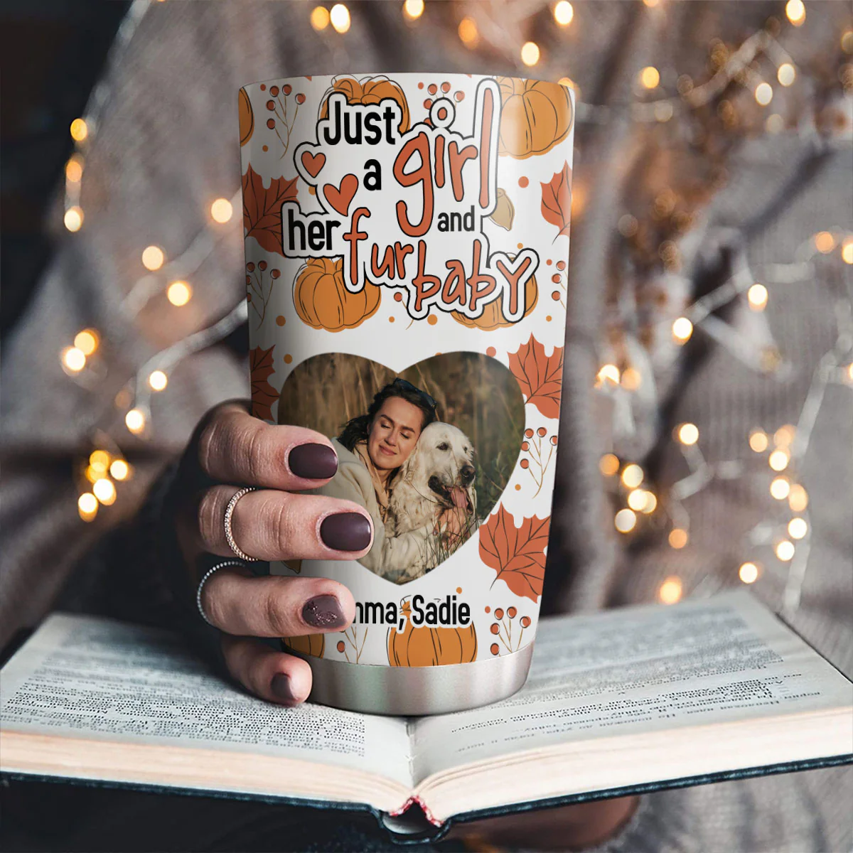 Falling For Fur Babies Photo - Personalized Custom Tumbler - Image 4