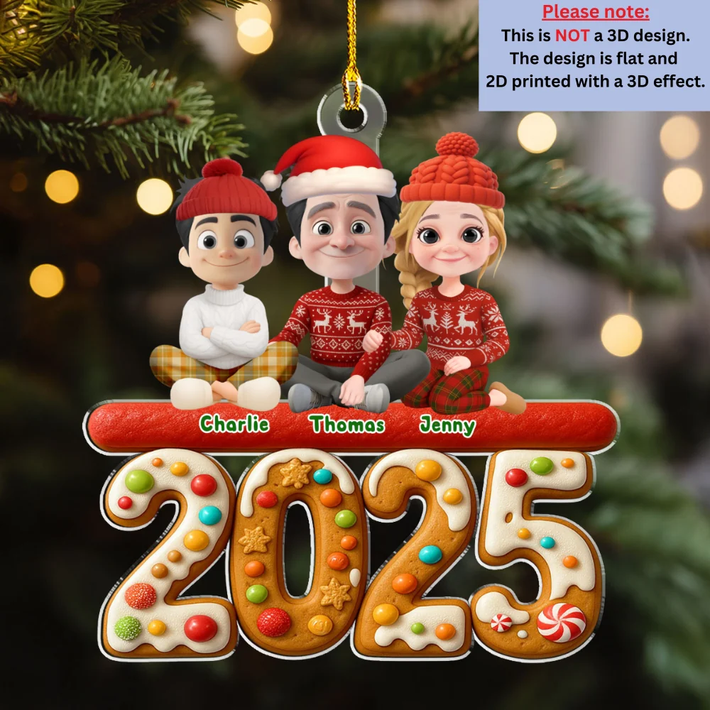 Family And Dog Cake - Personalized Custom Acrylic Ornament - Image 7