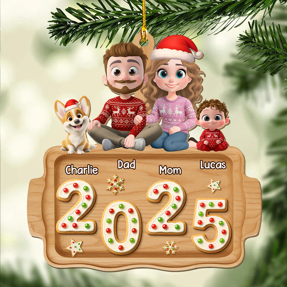 Family Cookies Dreams - Personalized Custom 3D Effect Wood Ornament - Image 3
