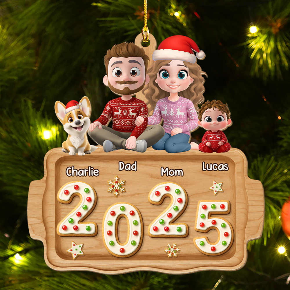 Family Cookies Dreams - Personalized Custom 3D Effect Wood Ornament - Image 5