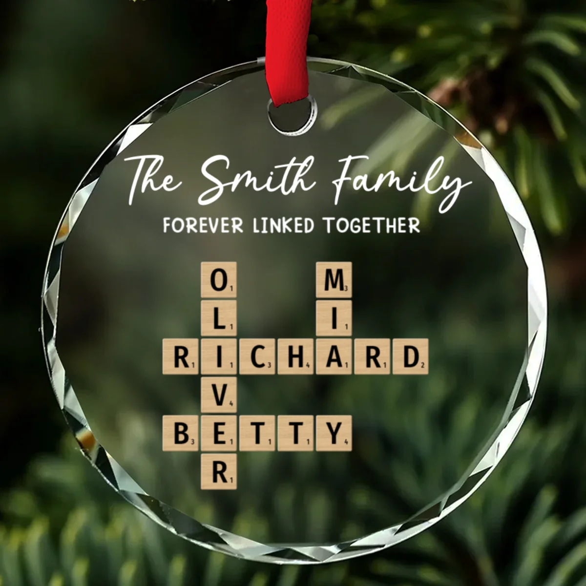 Family Hearts Forever Linked Together - Personalized Custom Glass Ornament - Image 7