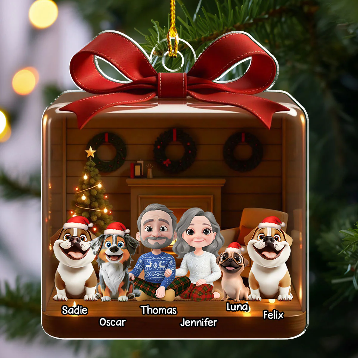 Family Is A Present - Personalized Custom 3D Effect Acrylic Ornament - Image 4