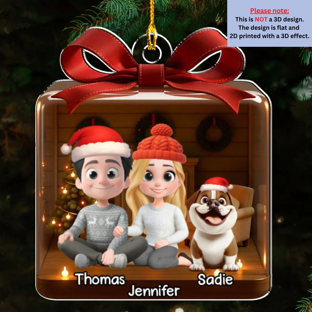 Family Is A Present - Personalized Custom 3D Effect Acrylic Ornament - Image 6