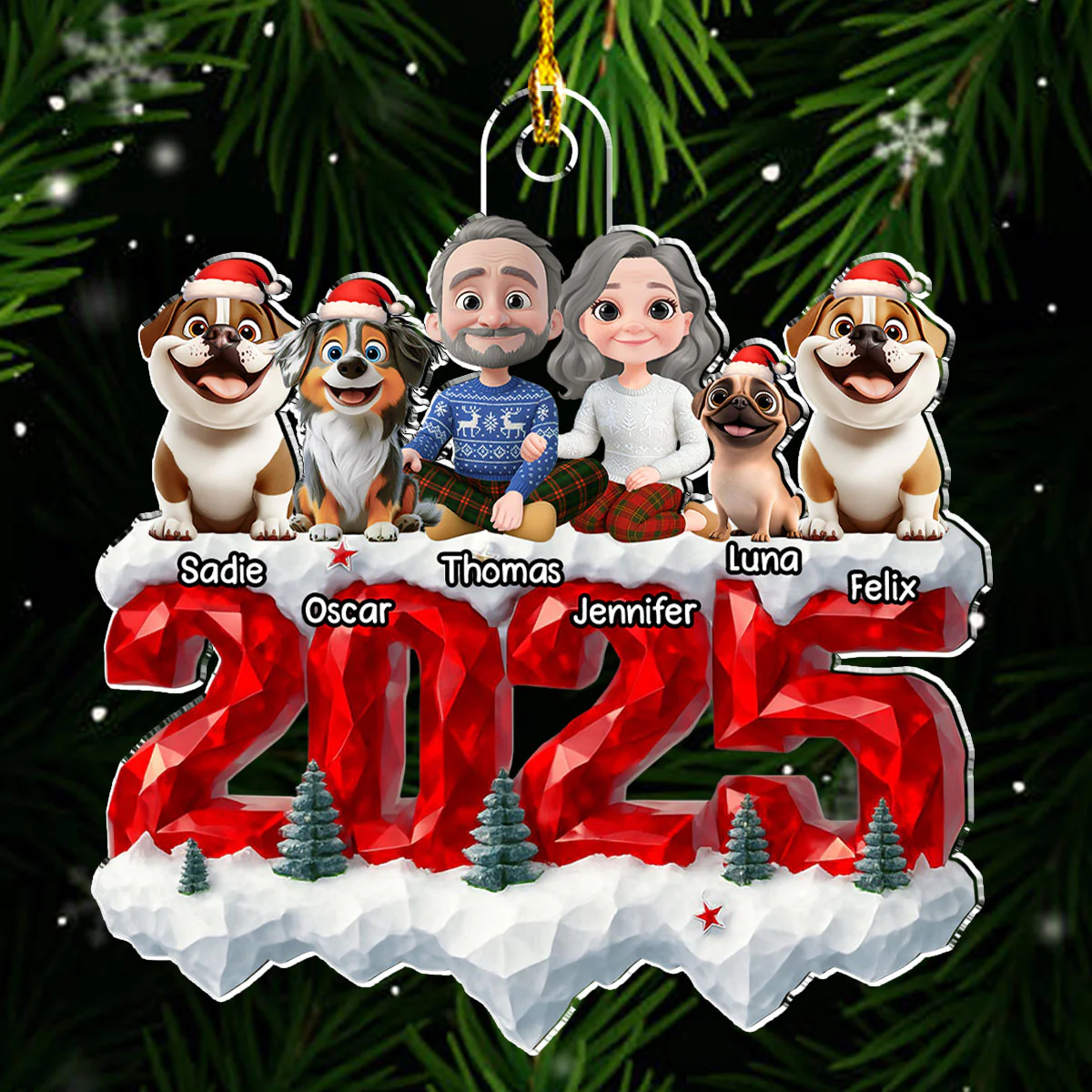 Family Love And Paws - Personalized Custom Acrylic Ornament - Image 4