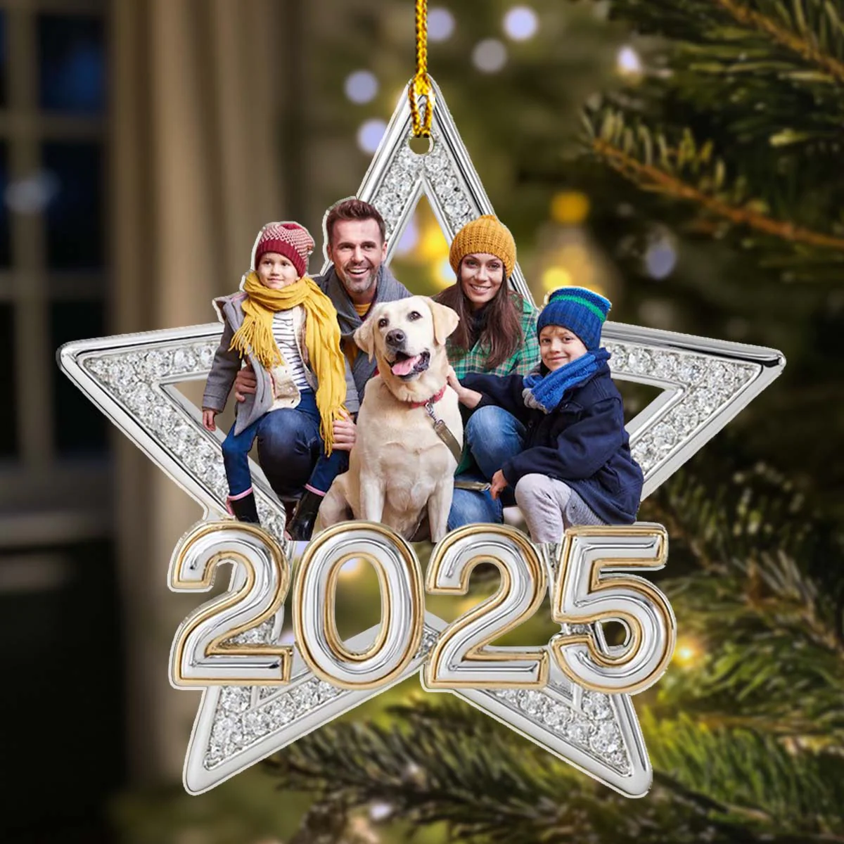 Family Makes Christmas Truly Bright Custom Photo - Personalized Custom 3D Effect Acrylic Ornament - Image 2