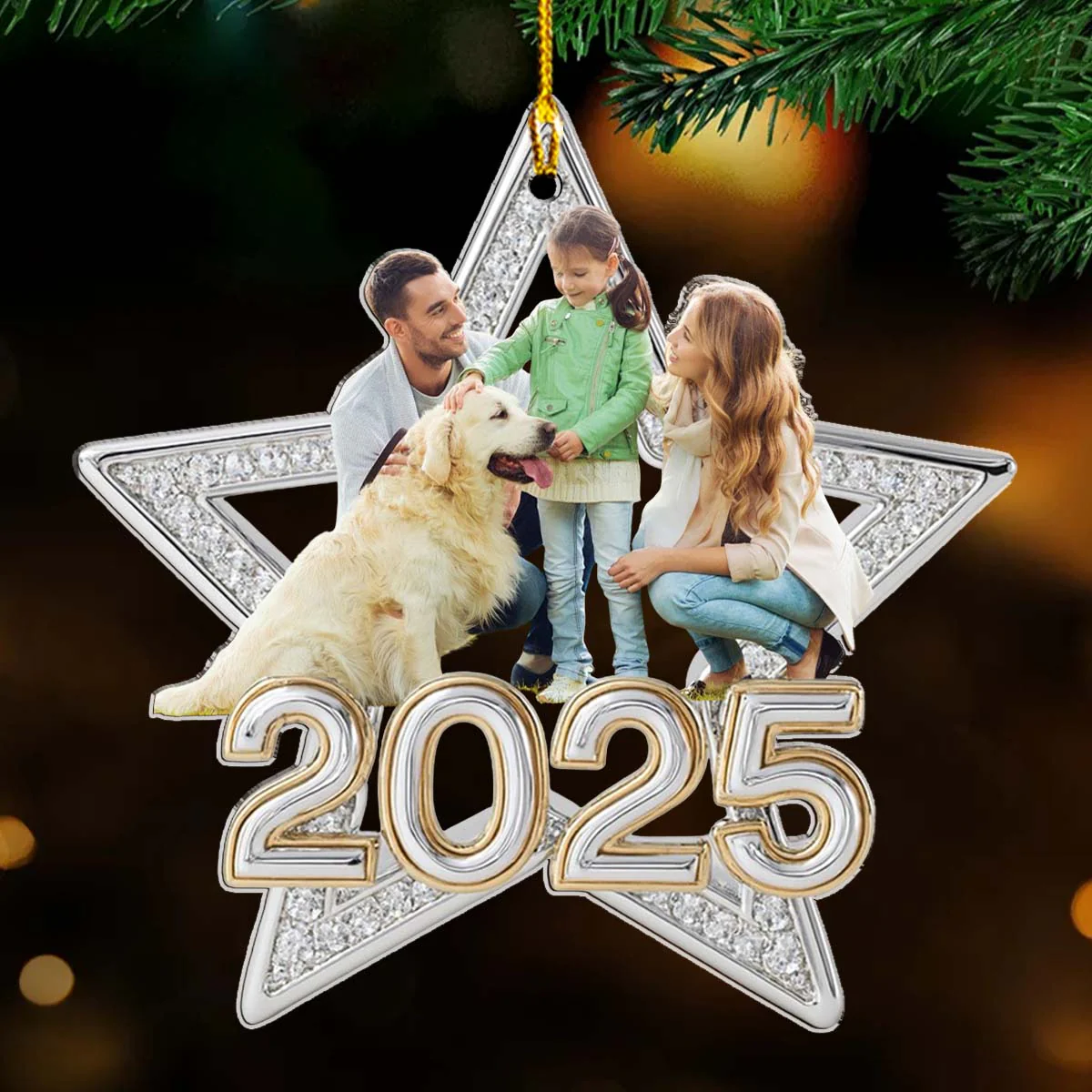 Family Makes Christmas Truly Bright Custom Photo - Personalized Custom 3D Effect Acrylic Ornament - Image 5
