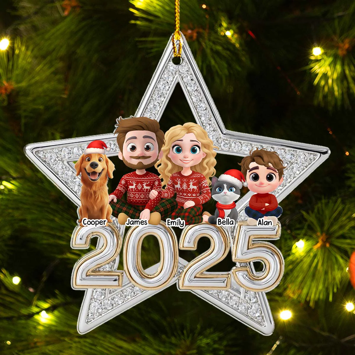 Family Makes Christmas Truly Bright With Fur Babies - Personalized Custom 3D Effect Acrylic Ornament