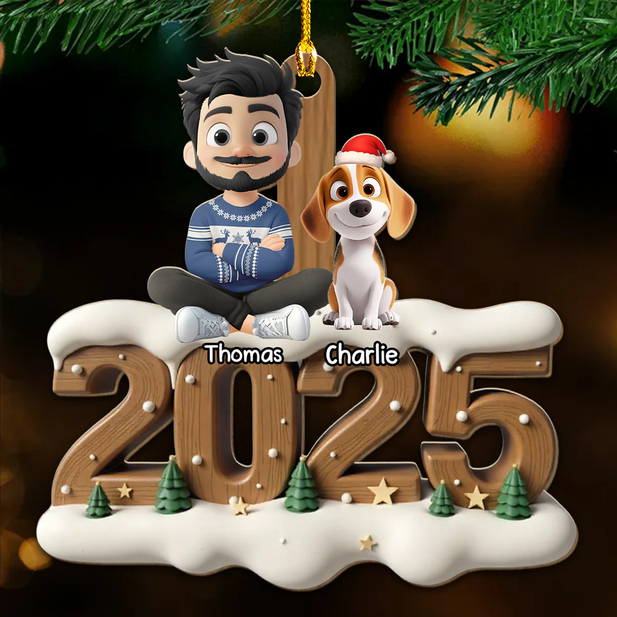 Family Now Onwards General Version - Personalized Custom 3D Effect Wood Ornament - Image 2