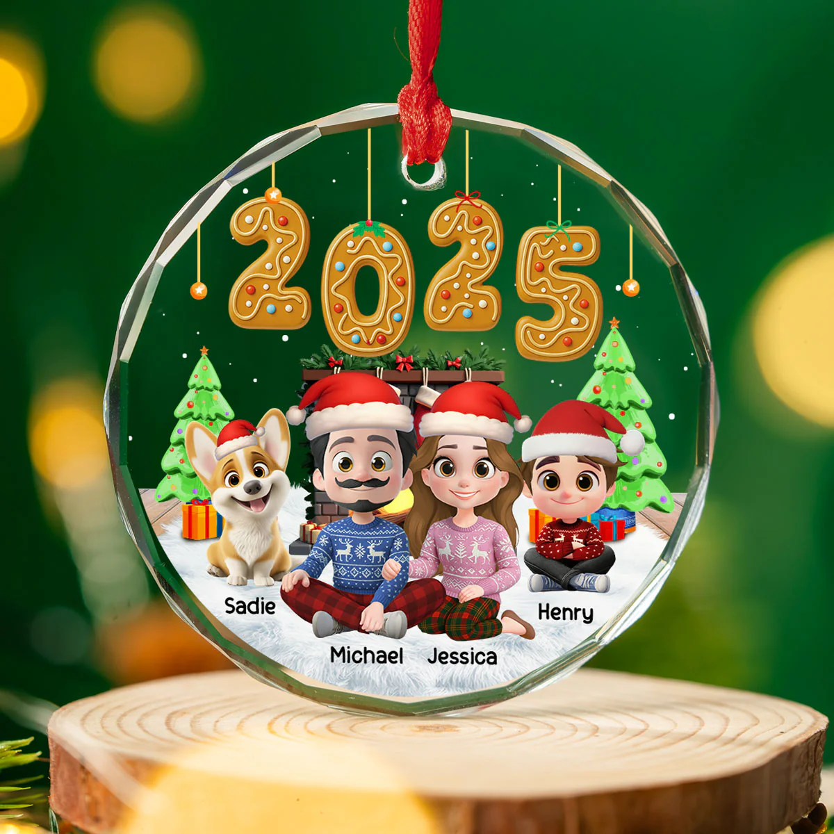 Family Of The Year - Personalized Custom Glass Ornament - Image 3