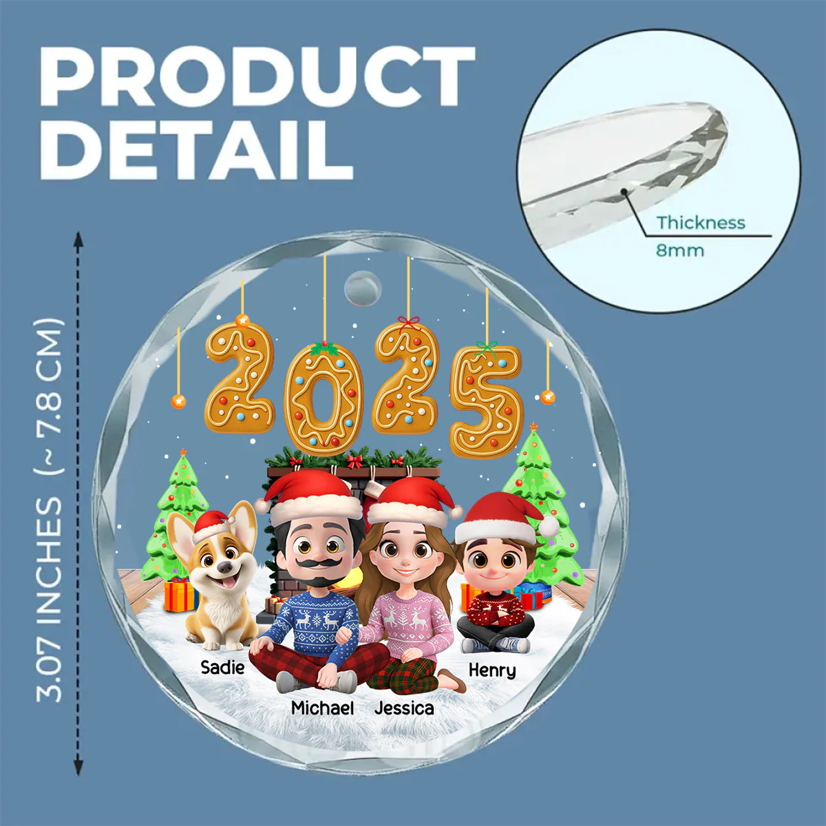Family Of The Year - Personalized Custom Glass Ornament - Image 6