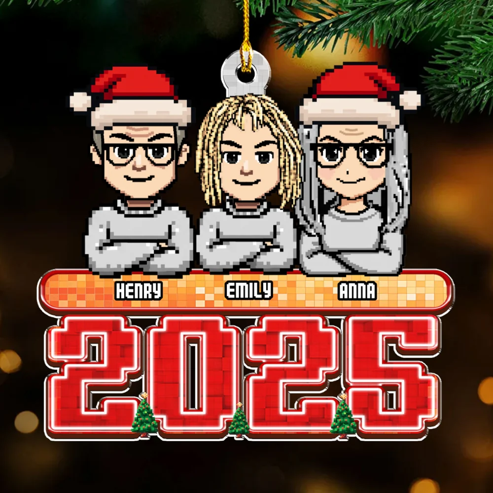 Family Pixel 2025 - Personalized Custom Acrylic Ornament - Image 6