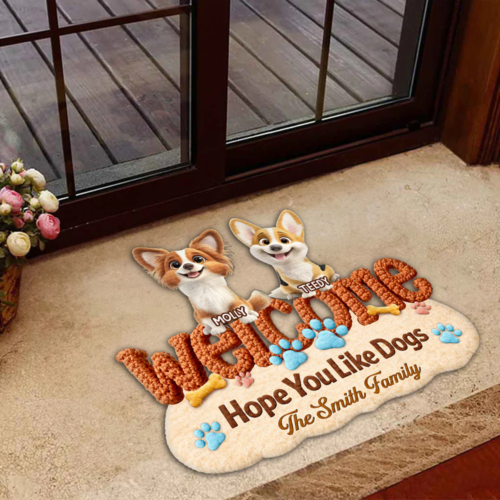 Family Stuffy Dogs - Personalized Custom Doormat - Image 4