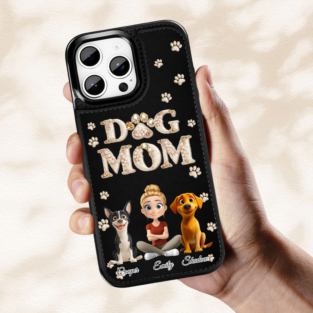 Fancy Dog Mom - Personalized Custom Leather Phone Case - Image 2
