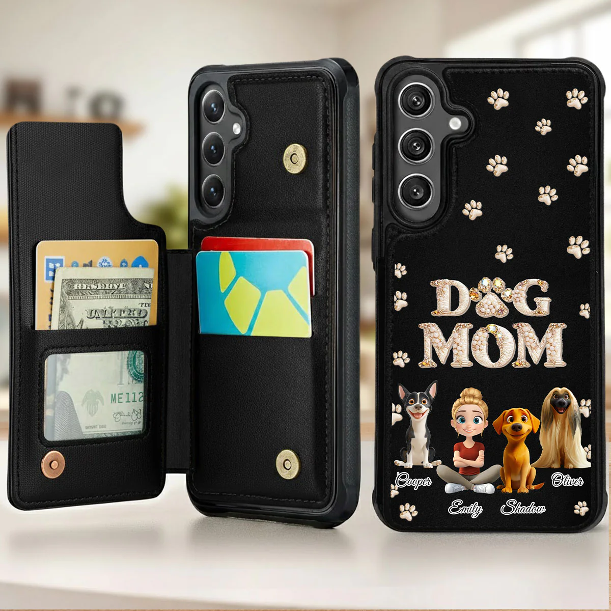 Fancy Dog Mom - Personalized Custom Leather Phone Case - Image 4