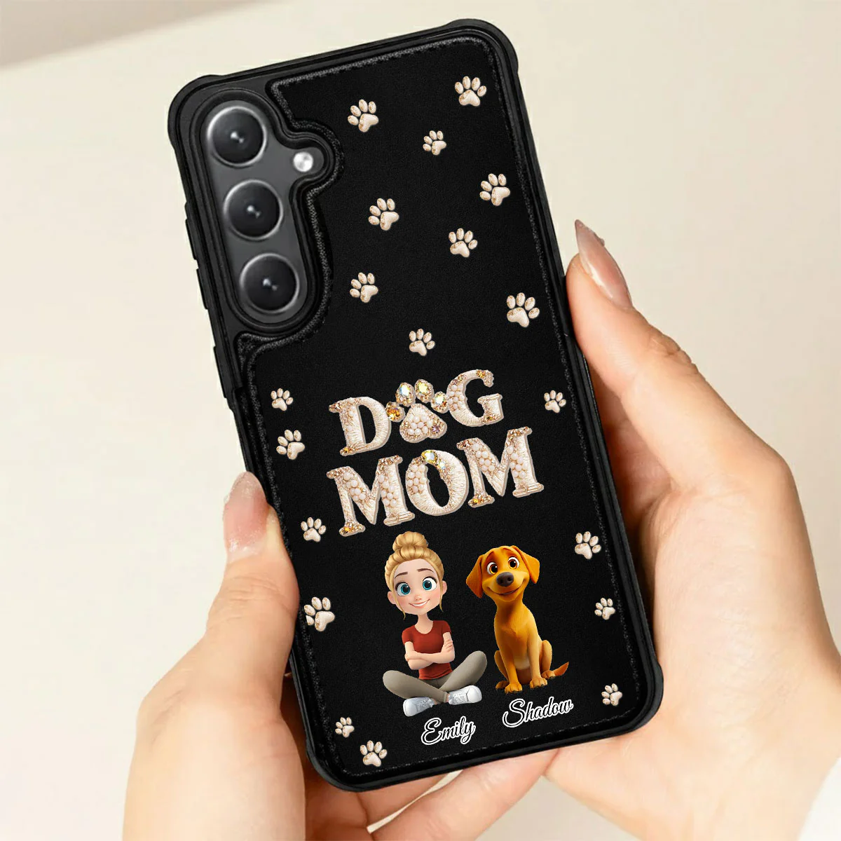 Fancy Dog Mom - Personalized Custom Leather Phone Case - Image 5