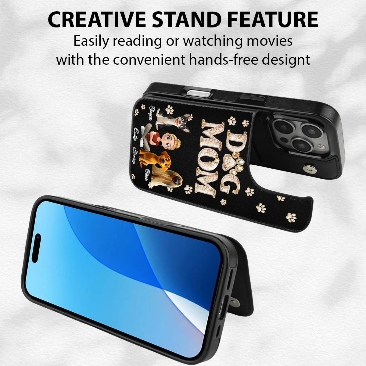 Fancy Dog Mom - Personalized Custom Leather Phone Case - Image 7