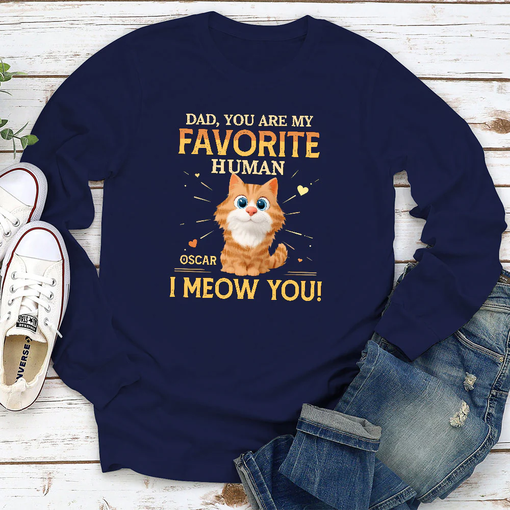 Favorite Cat Human - Personalized Custom Long Sleeve T-Shirt - Image 2