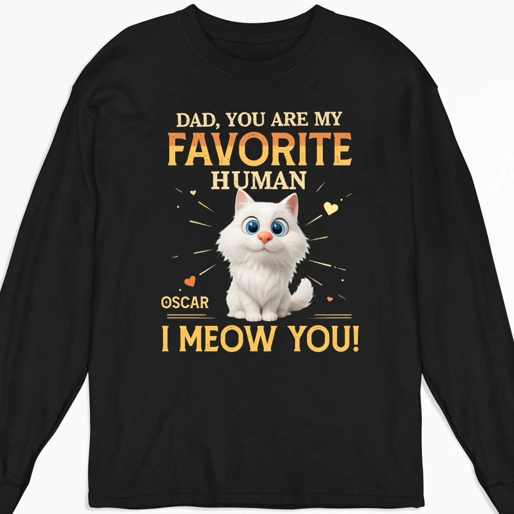 Favorite Cat Human - Personalized Custom Long Sleeve T-Shirt - Image 4