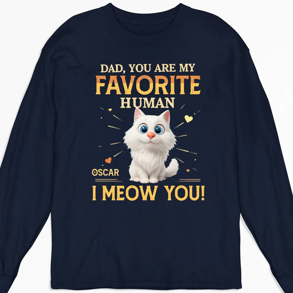 Favorite Cat Human - Personalized Custom Long Sleeve T-Shirt - Image 5