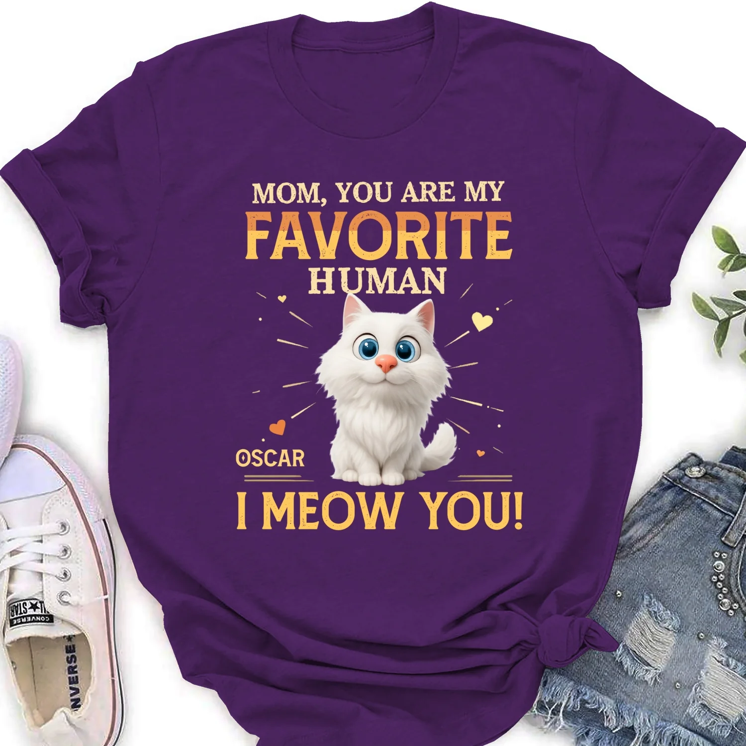 Favorite Cat Human - Personalized Custom Women's T-Shirt - Image 10