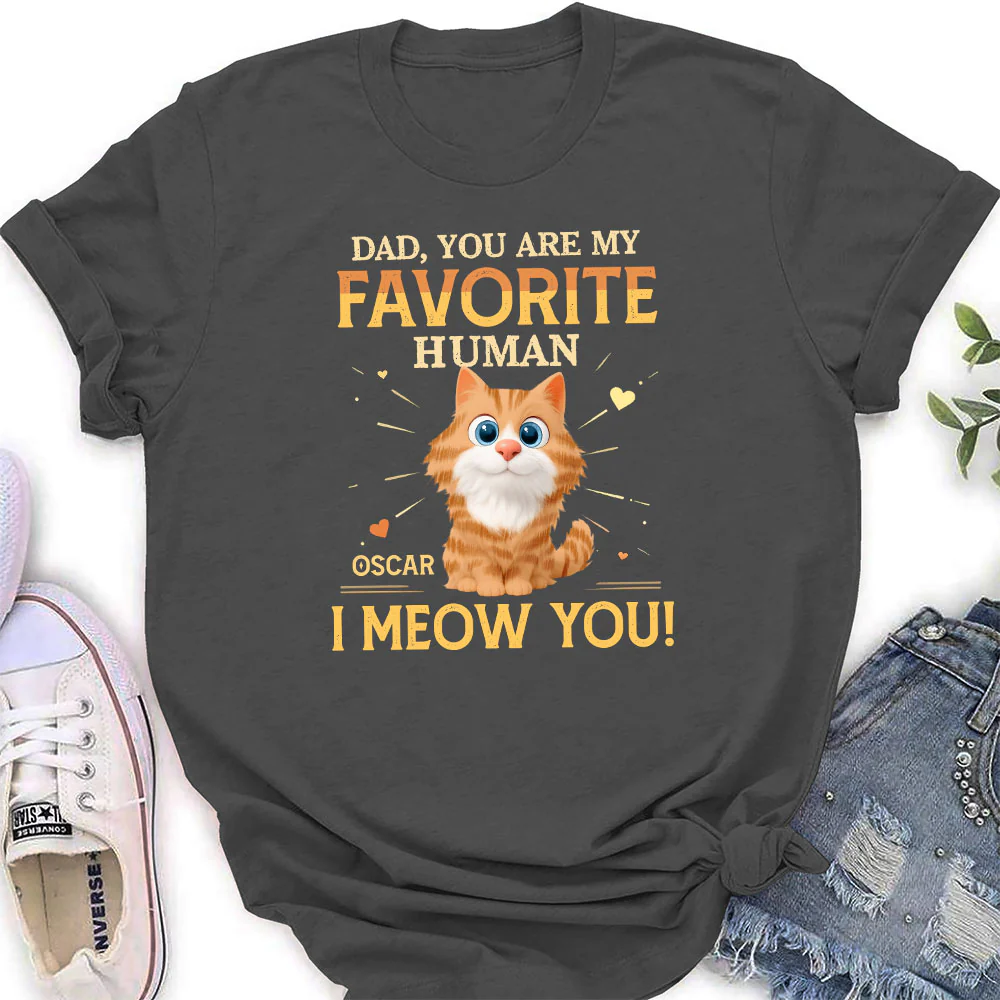 Favorite Cat Human - Personalized Custom Women's T-Shirt - Image 3