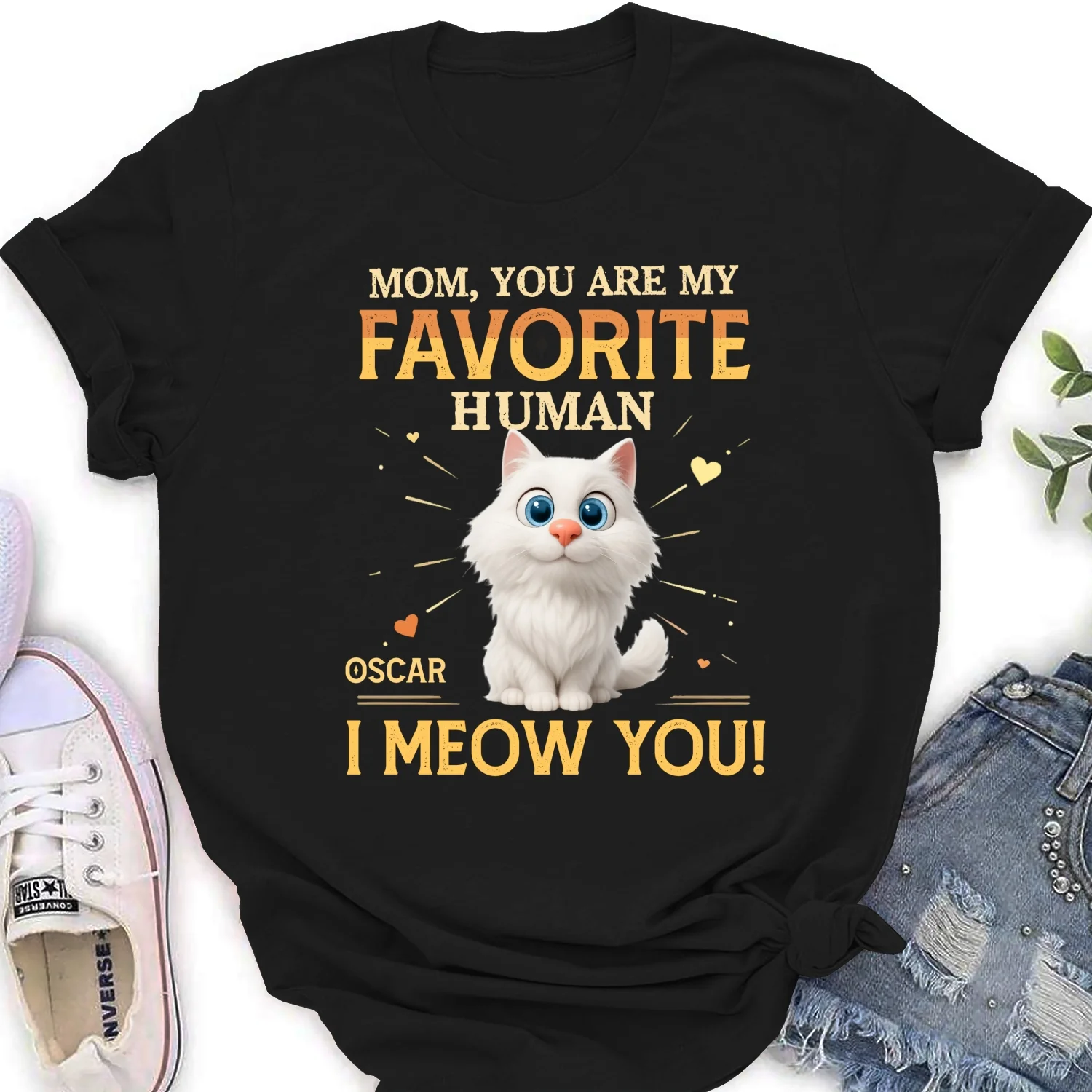 Favorite Cat Human - Personalized Custom Women's T-Shirt - Image 6