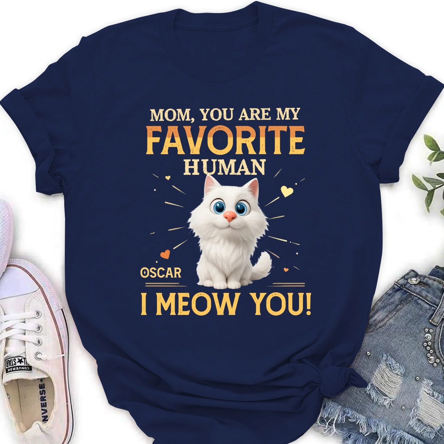 Favorite Cat Human - Personalized Custom Women's T-Shirt - Image 7