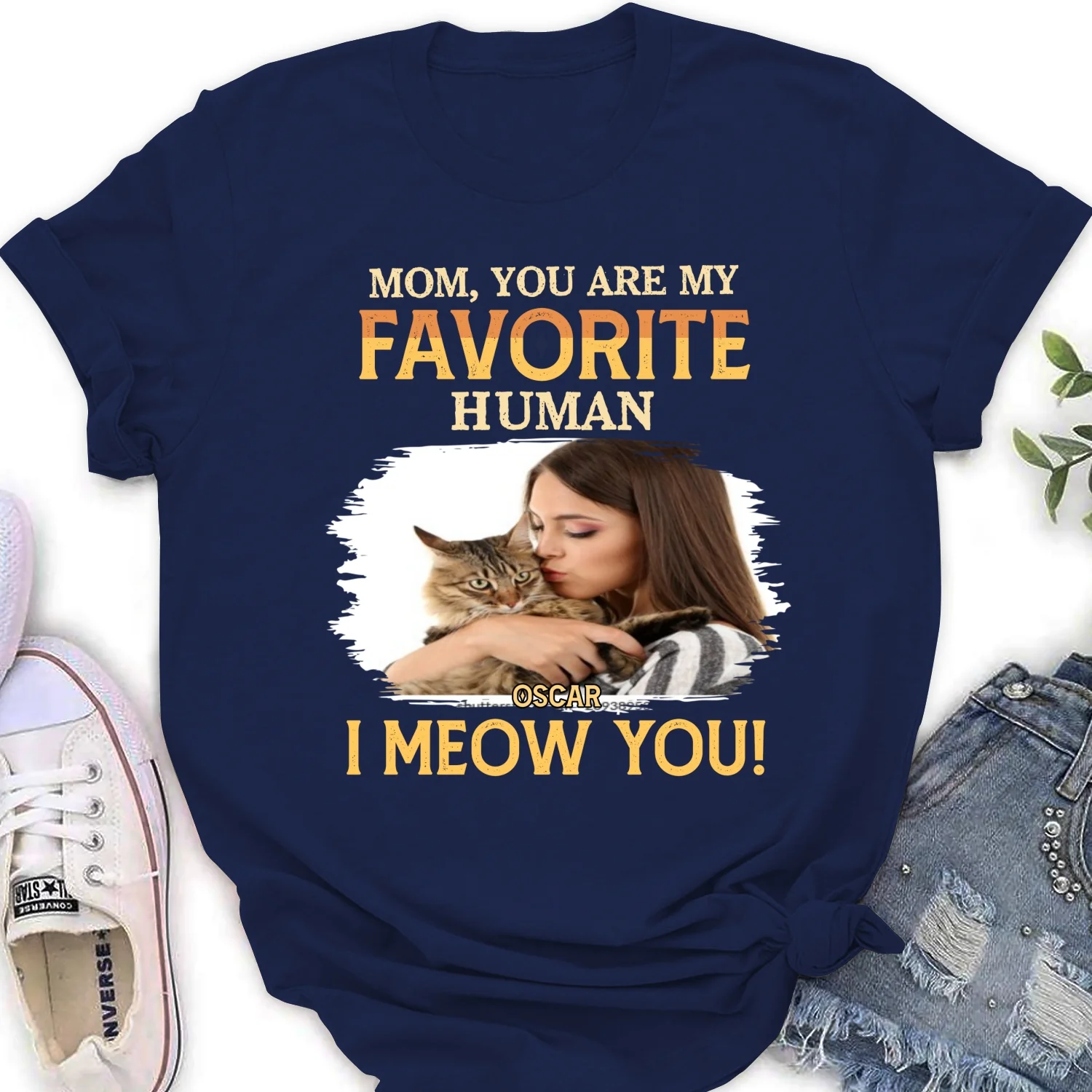 Favorite Cat Human Photo - Personalized Custom Women's T-Shirt - Image 2