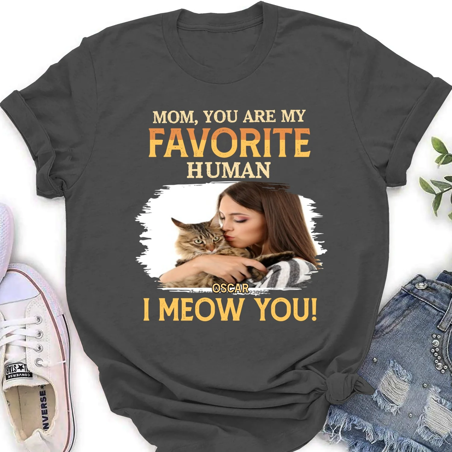 Favorite Cat Human Photo - Personalized Custom Women's T-Shirt - Image 4