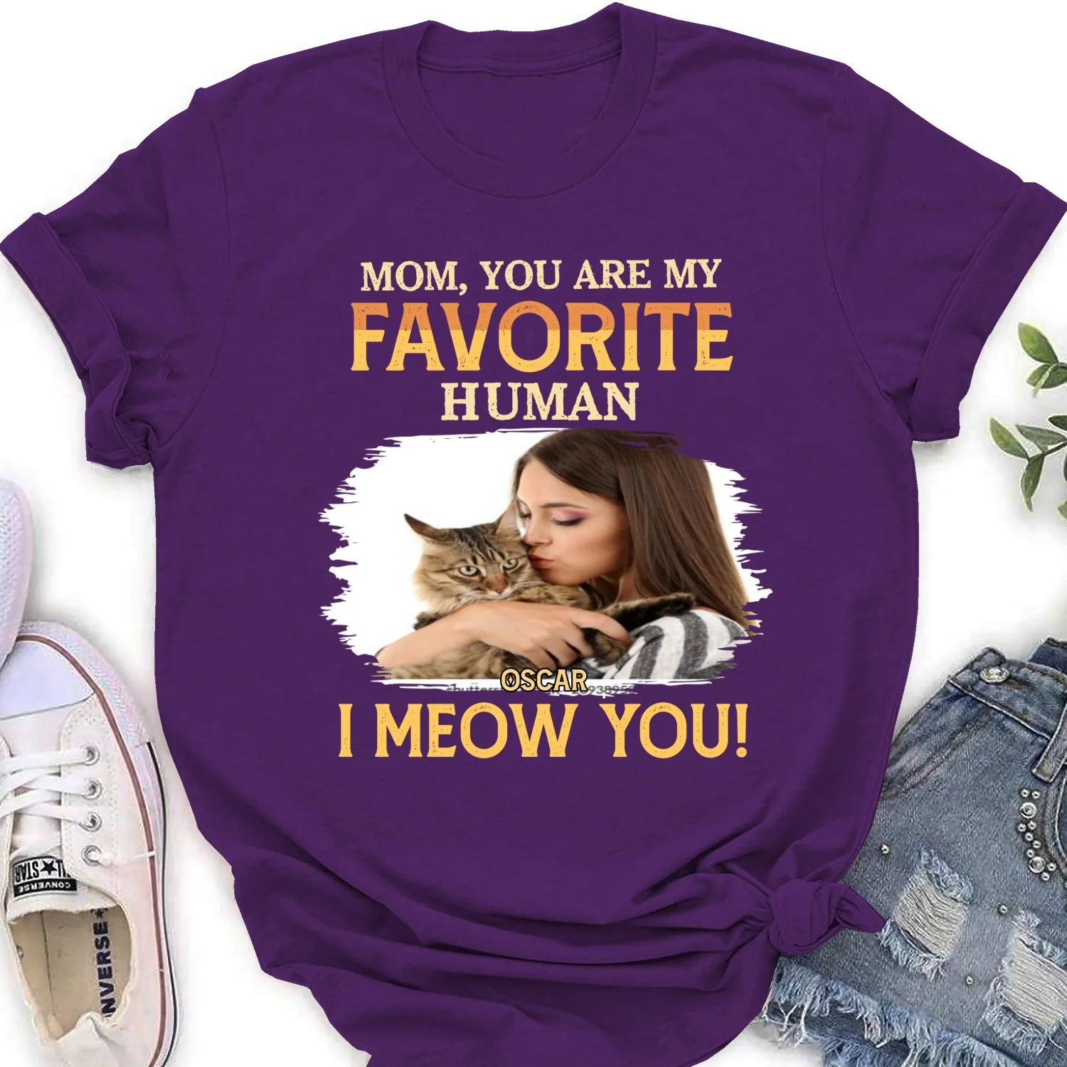 Favorite Cat Human Photo - Personalized Custom Women's T-Shirt - Image 5
