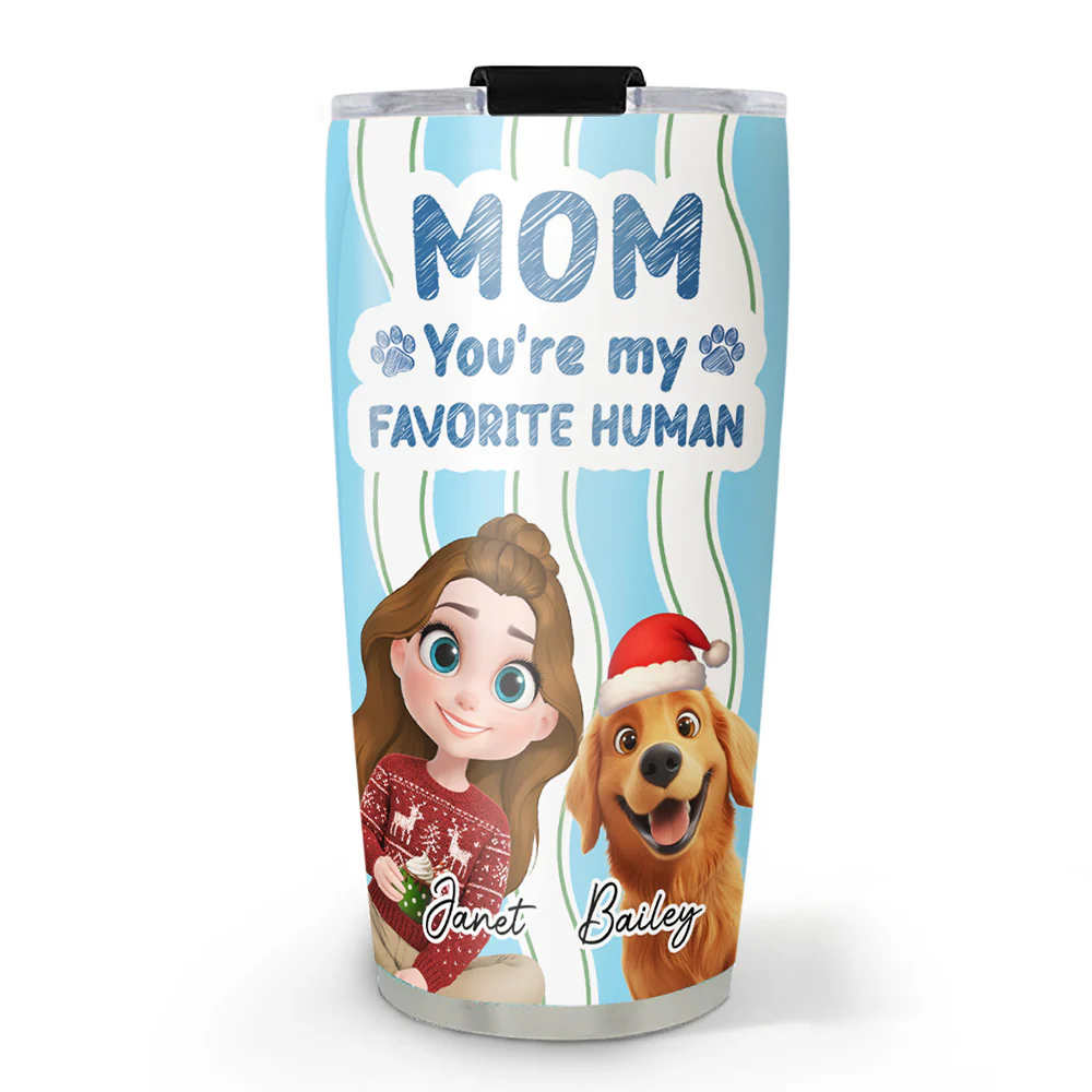 Favorite Christmas Dog Mom - Personalized Custom Tumbler