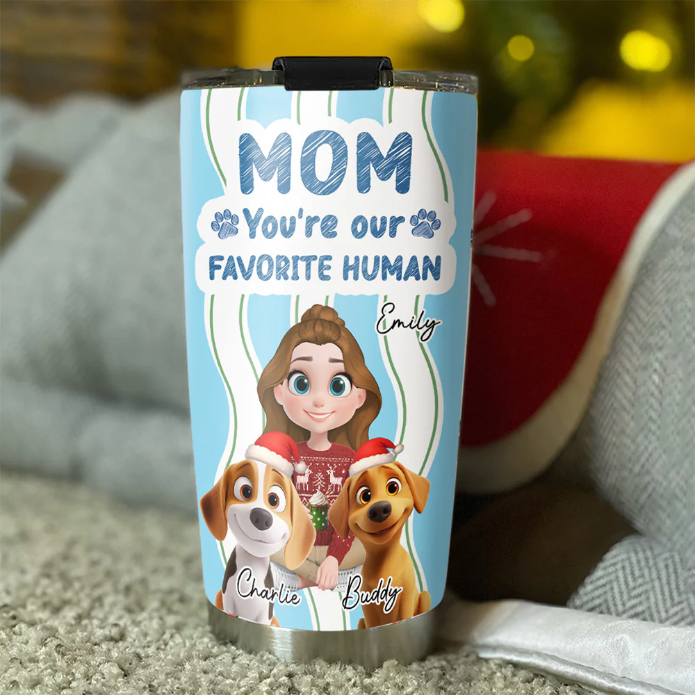 Favorite Christmas Dog Mom - Personalized Custom Tumbler - Image 3