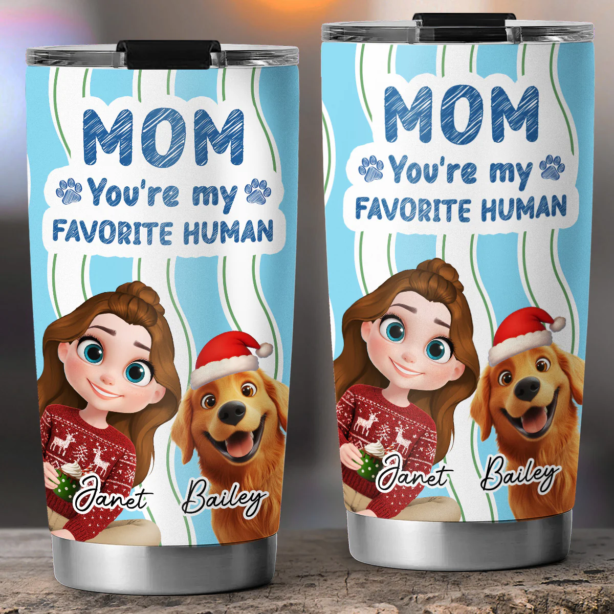 Favorite Christmas Dog Mom - Personalized Custom Tumbler - Image 5