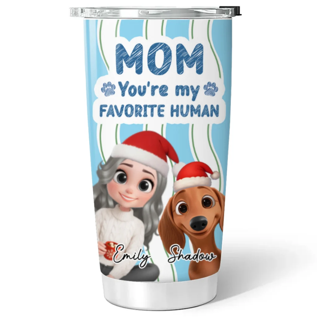 Favorite Christmas Dog Mom - Personalized Custom Tumbler - Image 6