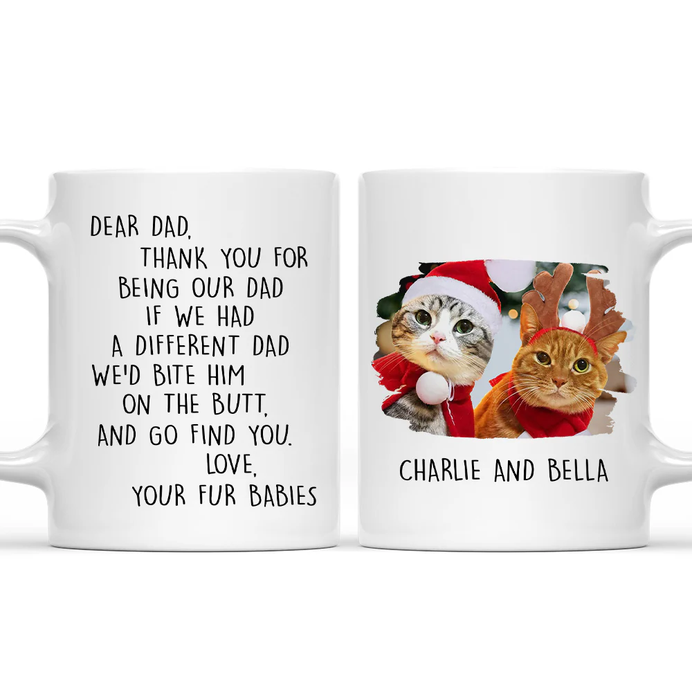 Favorite Human Cartoon Christmas Cat Photo - Personalized Custom Coffee Mug