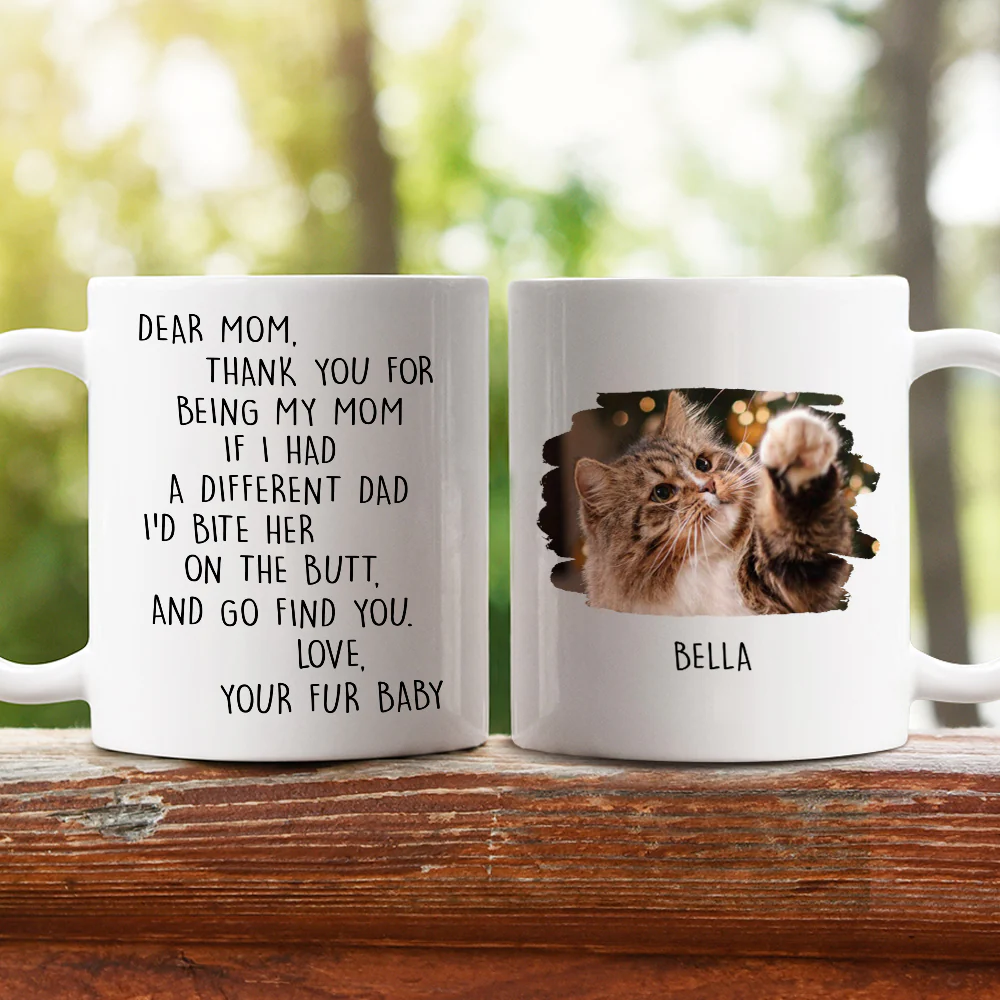 Favorite Human Cartoon Christmas Cat Photo - Personalized Custom Coffee Mug - Image 3