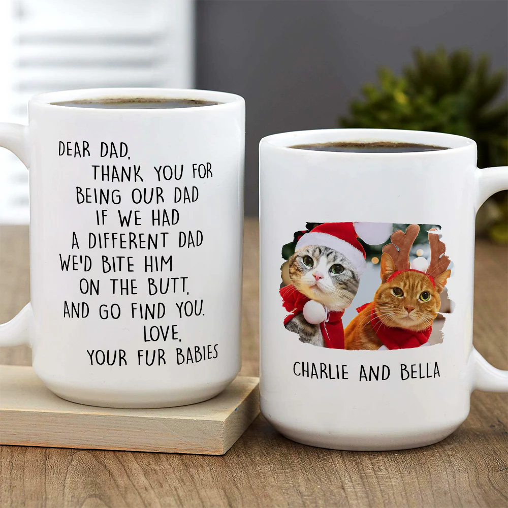 Favorite Human Cartoon Christmas Cat Photo - Personalized Custom Coffee Mug - Image 4