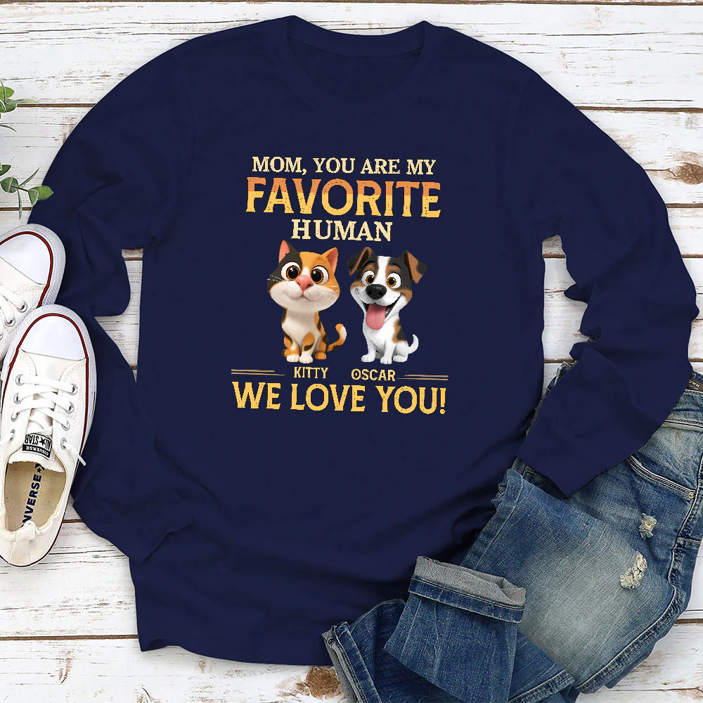 Favorite Pet Human - Personalized Custom Long Sleeve T-Shirt - Image 2