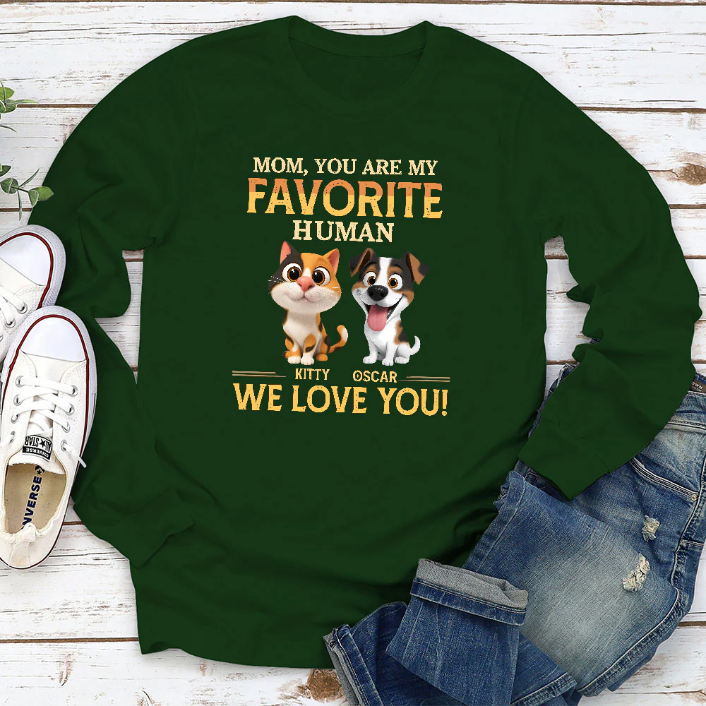 Favorite Pet Human - Personalized Custom Long Sleeve T-Shirt - Image 3